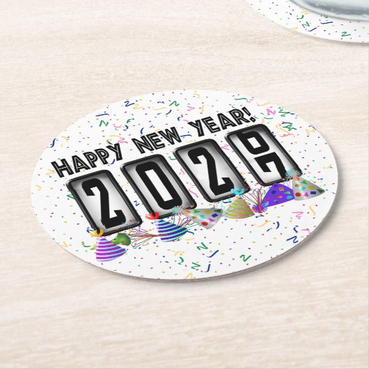 2027 Kilometerstand Neujahrsparty Runder Pappuntersetzer (Angewinkelt)
