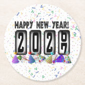 2027 Kilometerstand Neujahrsparty Runder Pappuntersetzer (Vorderseite)