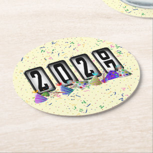 2027 Kilometerstand Neujahrsparty Runder Pappuntersetzer