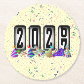 2027 Kilometerstand Neujahrsparty Runder Pappuntersetzer (Vorderseite)