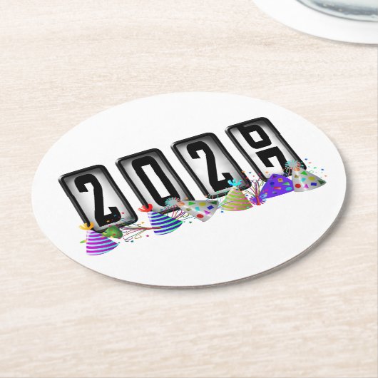 2027 Kilometerstand Neujahrsparty Runder Pappuntersetzer (Angewinkelt)