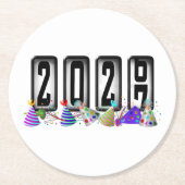 2027 Kilometerstand Neujahrsparty Runder Pappuntersetzer (Vorderseite)