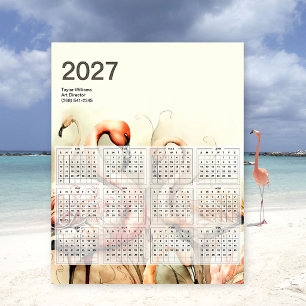 2027 Lebendiger Flamingo-Schwarm Tropischer Kunstk Poster