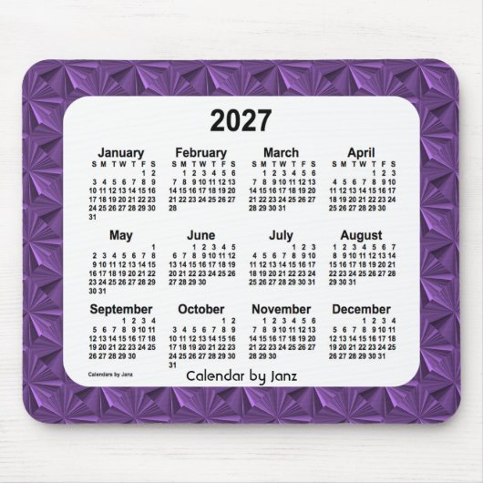 2027 Lila Diamonds Calendar von Janz Mouse Pad Mousepad (Vorne)