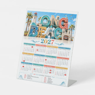 2027 Long Beach Kalifornien Küstenlandmarke Sockelschild