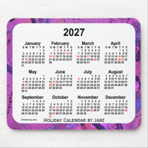 2027 Magenta-Feiertags-Kunst-Kalender durch Janz Mousepad