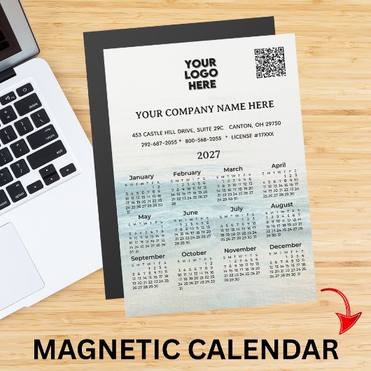 2027 Magnet-Kalender Firmenname Logo QR-Code Magnetkarte