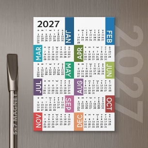 2027 Magnet Kalender - Monat funky farbenfrohe Mon