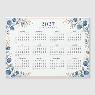 2027 Magnetkalender, Blau & Grün Eukalyptus Magnetkarte