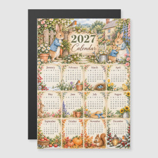 2027 Magnetkalender - Kaninchen im Landhausgarten Magnetkarte