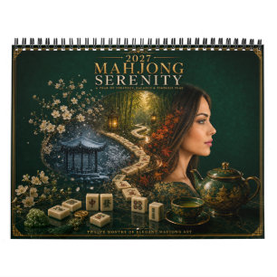 2027 Mahjong Serenity Vier Jahreszeiten Wandkalend Kalender