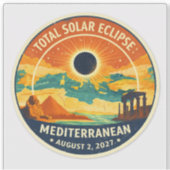 2027 Mediterranean Solar Eclipse Aufkleber (Vorderseite)