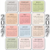 2027 Micro Calendar Pastel Color Bujo Planner Aufkleber (Vorderseite)