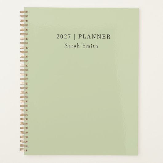 2027 Minimaler Planer Soft Pistachio Sage Cover (Vorderseite)