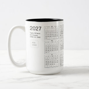 2027 Minimalistisches Geschäftslogo Corporate Schr Zweifarbige Tasse