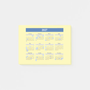 2027 Monatskalender Blaue Version Post-it Klebezettel