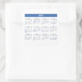 2027 Monatskalender Blaue Version Quadratischer Aufkleber (Tasche)