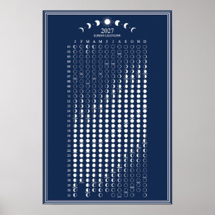 2027 Mondphasen-Kalender im minimalistischen Stil Poster