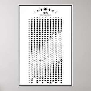 2027 Mondphasen-Kalender im minimalistischen Stil Poster