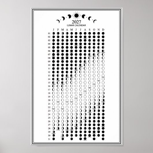 2027 Mondphasen-Minimalist-Kalender Poster (Vorne)