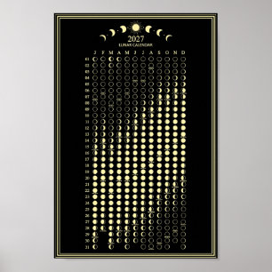 2027 Mondphasen-Minimalist-Mondphasen-Kalender Poster