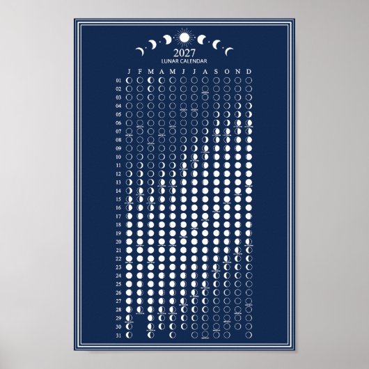2027 Mondphasen-Minimalistischer Mondphasen-Kalend Poster (Vorne)