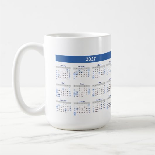 2027 Monthly Calendar Double Sided Kaffeetasse (Links)