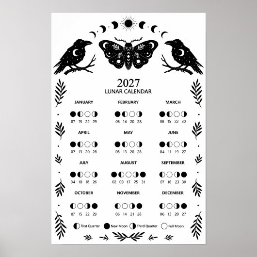 2027 Moth Crow Himmelsmondkalender Poster (Vorne)
