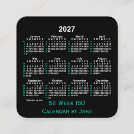 2027 Neon 52 Week ISO Kalender von Janz Quadratische Visitenkarte
