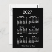 2027 Neon White 6 Month Mini Kalender von Janz Postkarte (Vorne/Hinten)