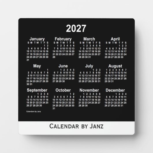 2027 Neon White Desk Calendar von Janz Fotoplatte (Vorderseite)