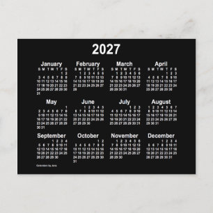 2027 Neon White Mini Kalender von Janz Postkarte