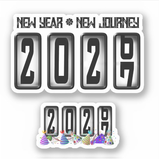2027 Neujahrs-Kilometerzähler Aufkleber (Vorderseite)