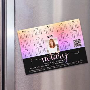 2027 Notar-Kalender Pink Schwarz QR-Code Magnet