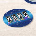 2027 Odometer New Years Party Runder Pappuntersetzer<br><div class="desc">* HAPPY NEW YEAR 2027! * Fun party hats and confetti to celebrate the New Year. * Dimensions: 4" x 4" * Sold as sets of 6 * Tough, durable, and absorbent – perfect for New Years parties * Several shapes to choose from. * You can personalize by changing the...</div>