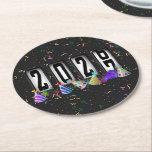 2027 Odometer New Years Party Runder Pappuntersetzer<br><div class="desc">* HAPPY NEW YEAR 2027! * Fun party hats and confetti to celebrate the New Year. * Dimensions: 4" x 4" * Sold as sets of 6 * Tough, durable, and absorbent – perfect for New Years parties * Several shapes to choose from. * You can personalize by changing the...</div>