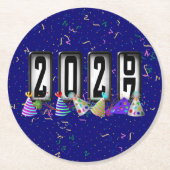 2027 Odometer Silvesterparty Runder Pappuntersetzer (Vorderseite)