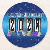 2027 Odometer Silvesterparty Runder Pappuntersetzer (Vorderseite)