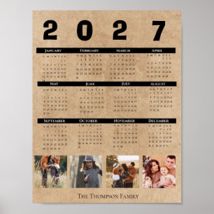 2027 Personalisierter Familienfoto-Kalender Poster