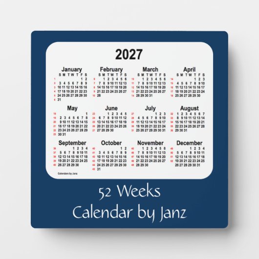 2027 Police Box Blue 52 Weeks Calendar by Janz Fotoplatte (Vorderseite)