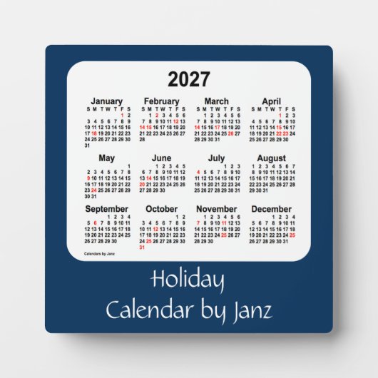 2027 Police Box Blue Holiday Calendar von Janz Fotoplatte (Vorderseite)