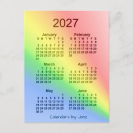 2027 Rainbow 6 Month Mini Calendar by Janz Postkarte