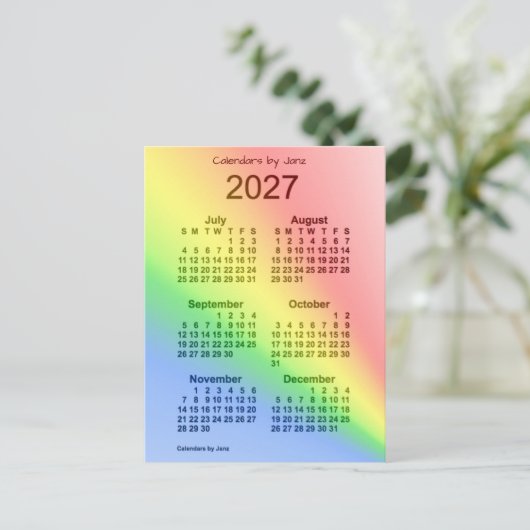 2027 Rainbow 6 Month Mini Calendar by Janz Postkarte (Stehend Vorderseite)