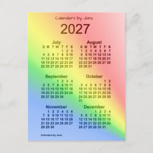 2027 Rainbow 6 Month Mini Calendar by Janz Postkarte