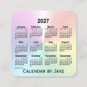 2027 Rainbow Shimmer Calendar von Janz Quadratische Visitenkarte (Vorderseite)