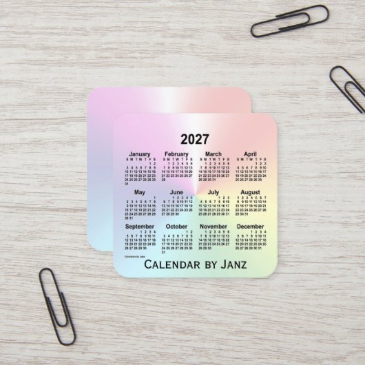 2027 Rainbow Shimmer Calendar von Janz Quadratische Visitenkarte (Vorderseite/Rückseite Beispiel)