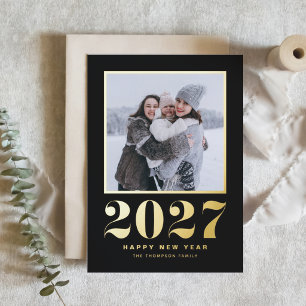2027 Retro-Typografie Schwarzes Neujahrsfoto
