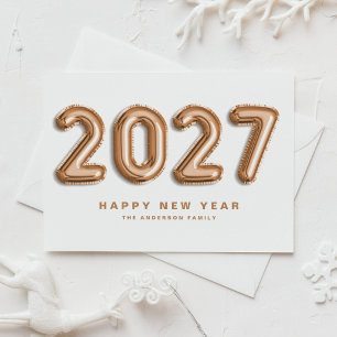 2027 Roségoldfolie Mylar-Ballon Frohes Neues Jahr Feiertagspostkarte