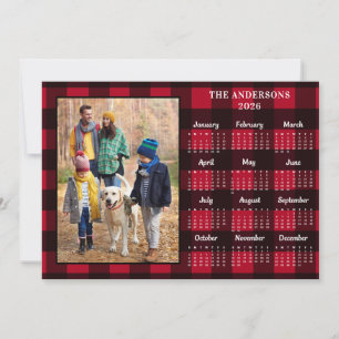 2027 Roter Buffalo Karo Persönlicher Fotokalender Feiertagskarte
