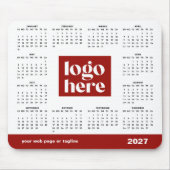 2027 Rotes Geschäft-Logo-Kalender Mousepad (Vorne)